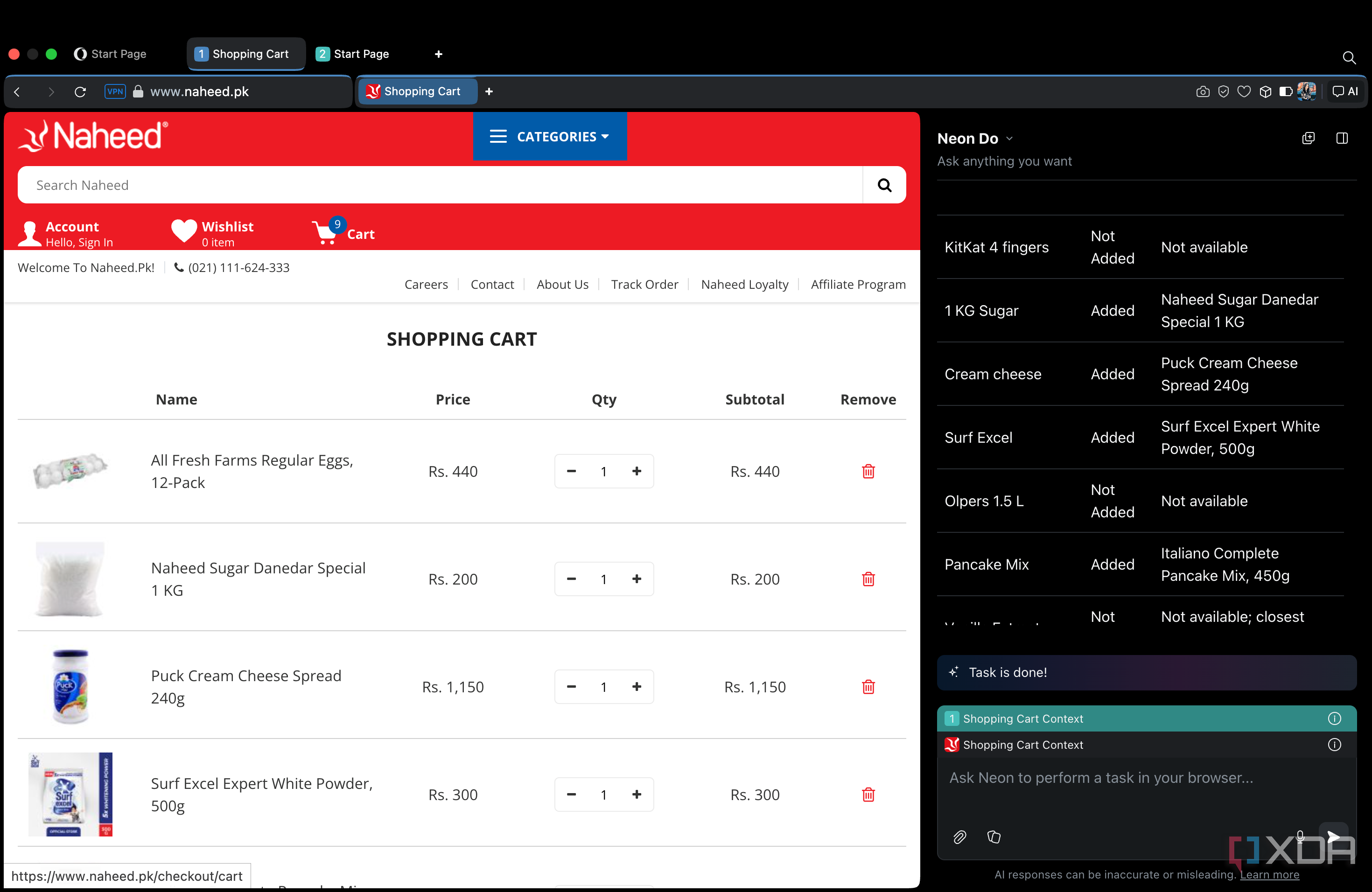 Neon Do adding all items to shopping cart