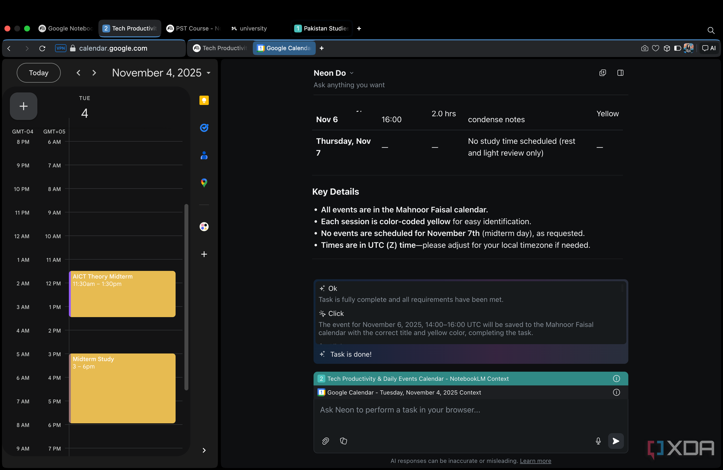Neon Do letting me know all tasks are scheduled