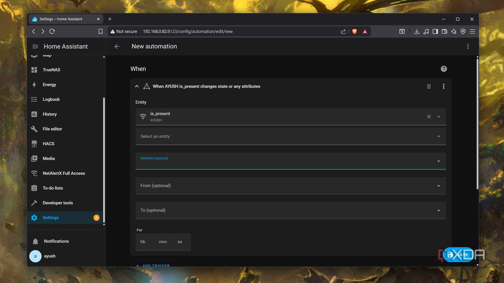 Automatización de dispositivos NetAlertX para Home Assistant