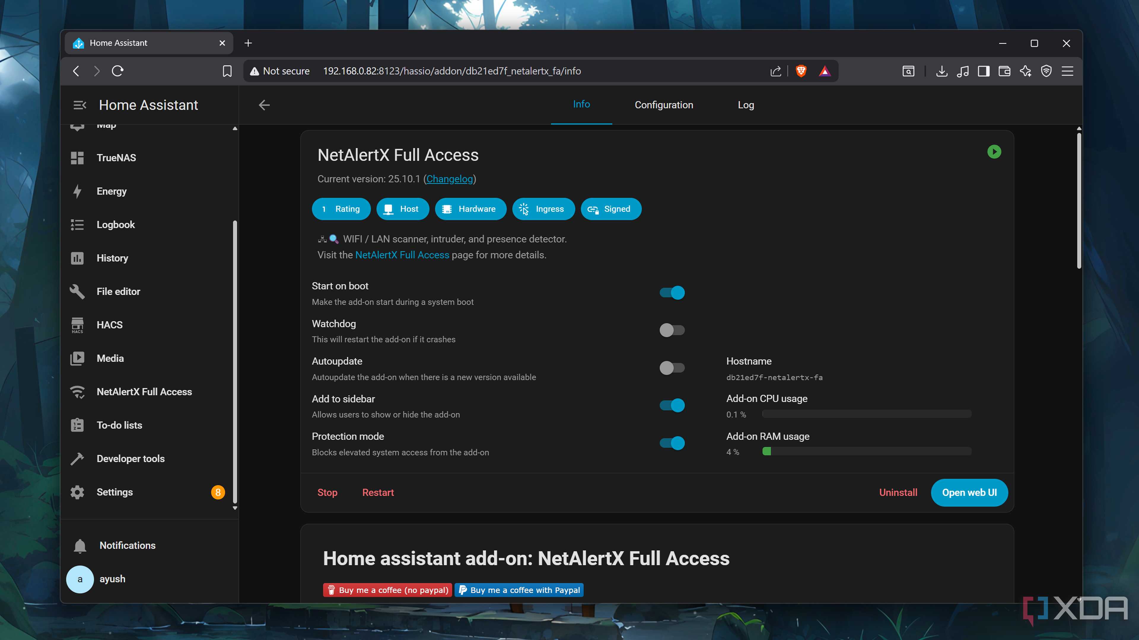 The NetAlertX add-on