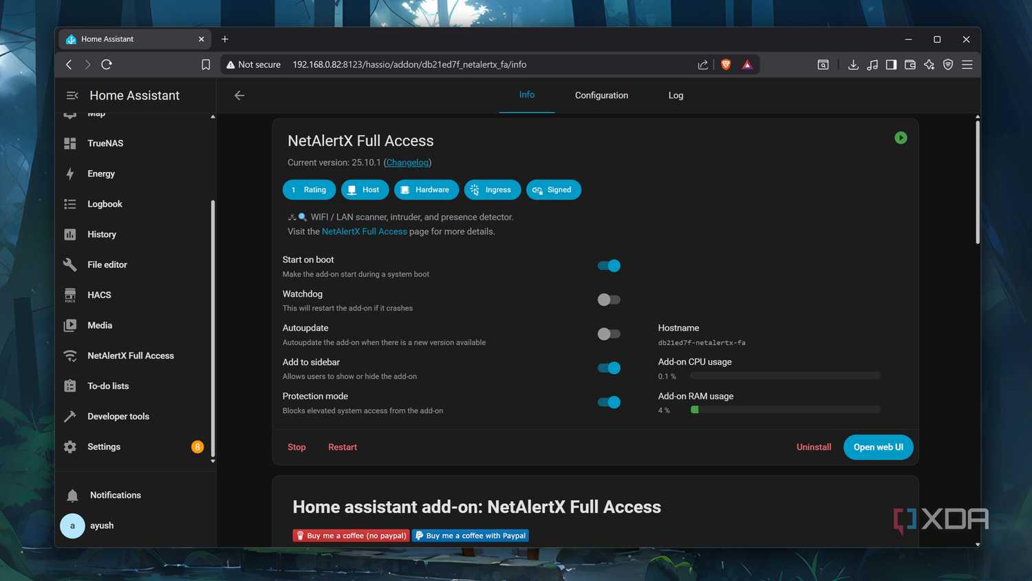 The NetAlertX add-on