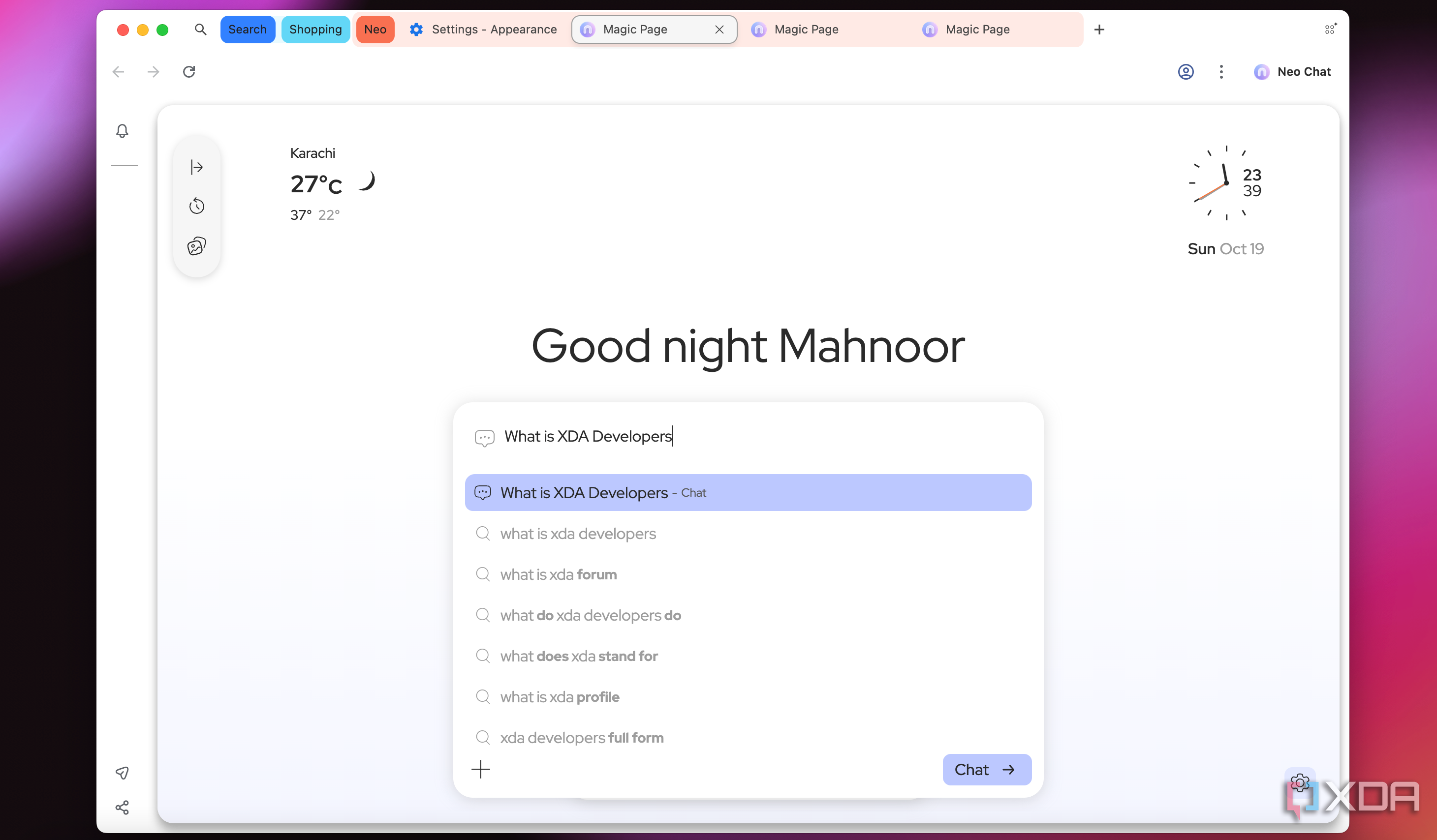 Norton Neo suggesting Chat interface