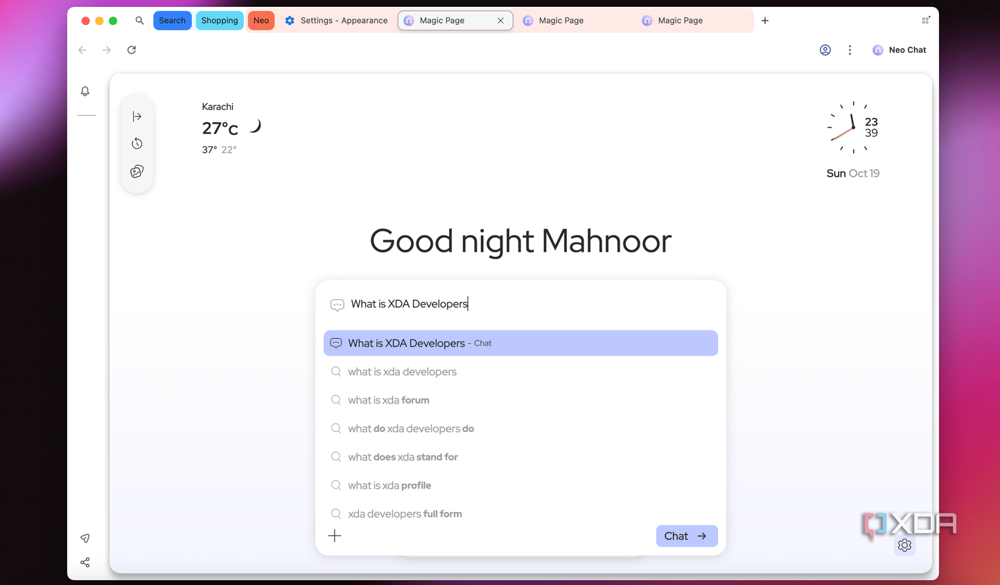 Norton Neo suggesting Chat interface