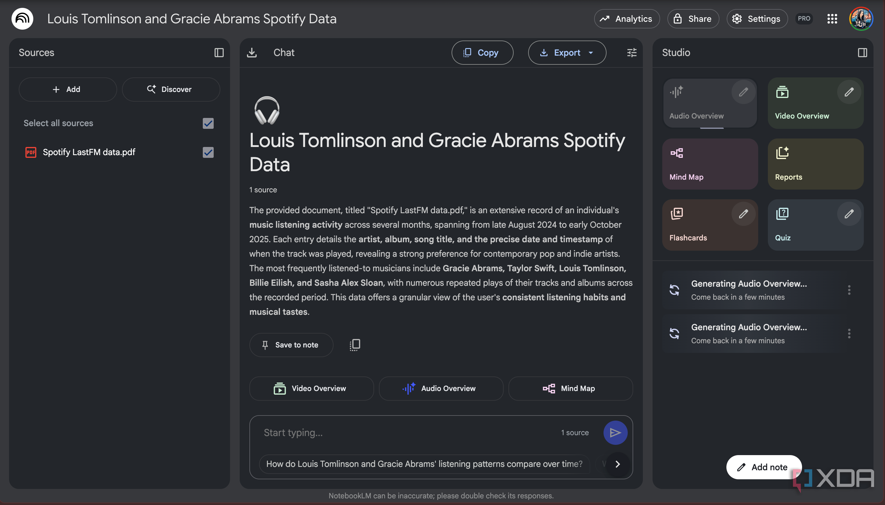 NotebookLM Audio Overview being generated