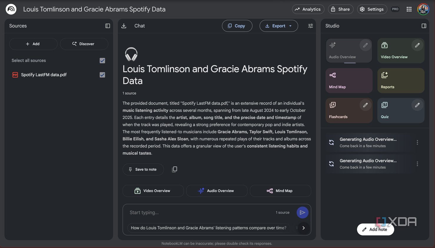 NotebookLM Audio Overview being generated