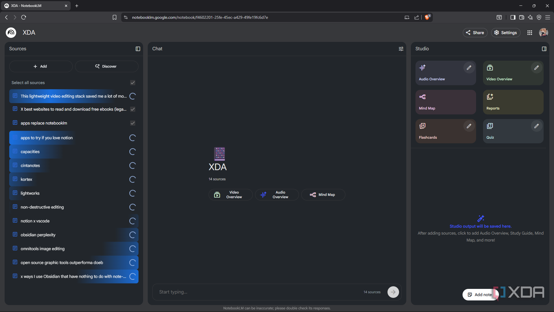 NotebookLM loading sources in notebook