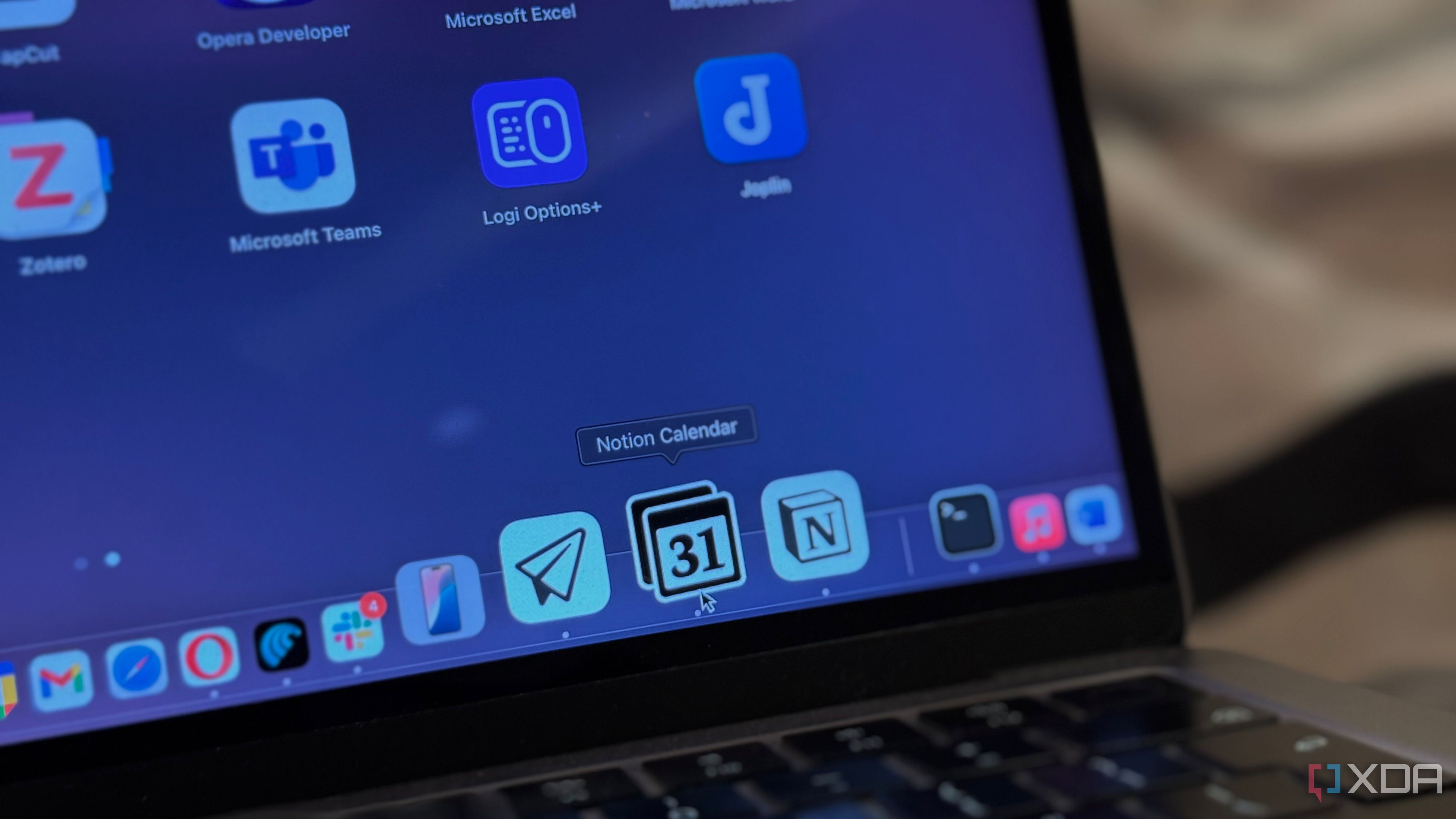 Notion, Notion Mail, and Notion Calendar displayed on macoS Dock