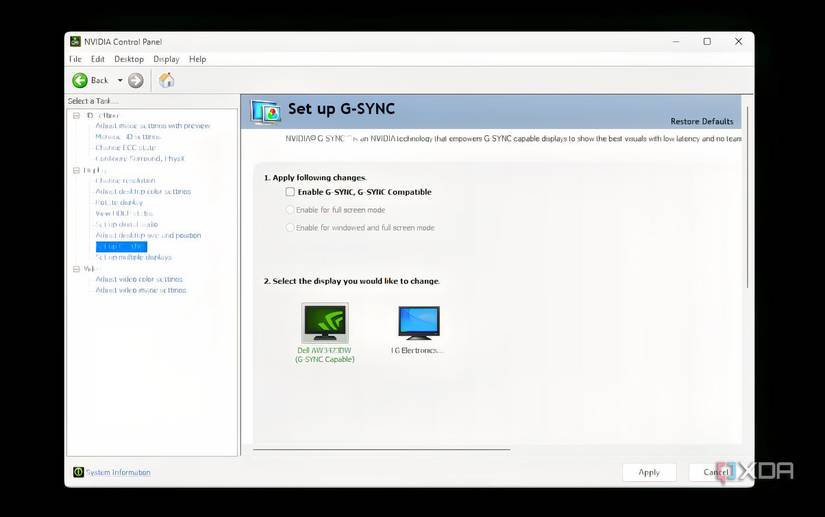 Nvidia G-Sync setting in Control Panel