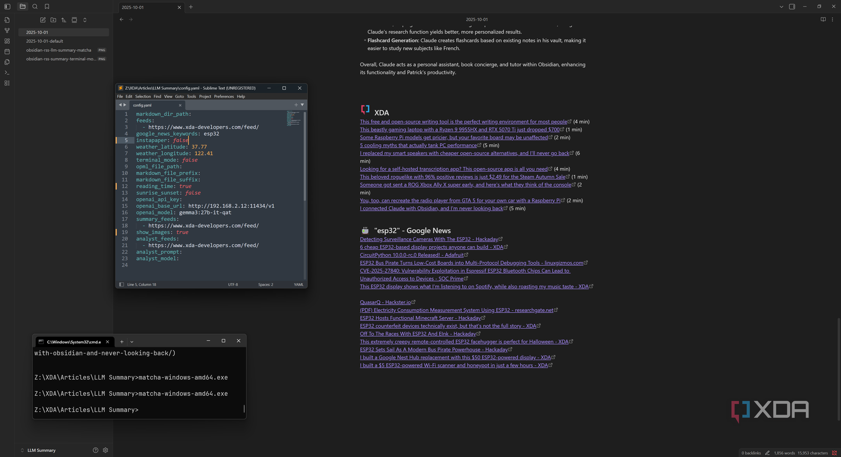 Matcha Rivals Config I made RSS even better with Obsidian and summaries powered by my local LLM
