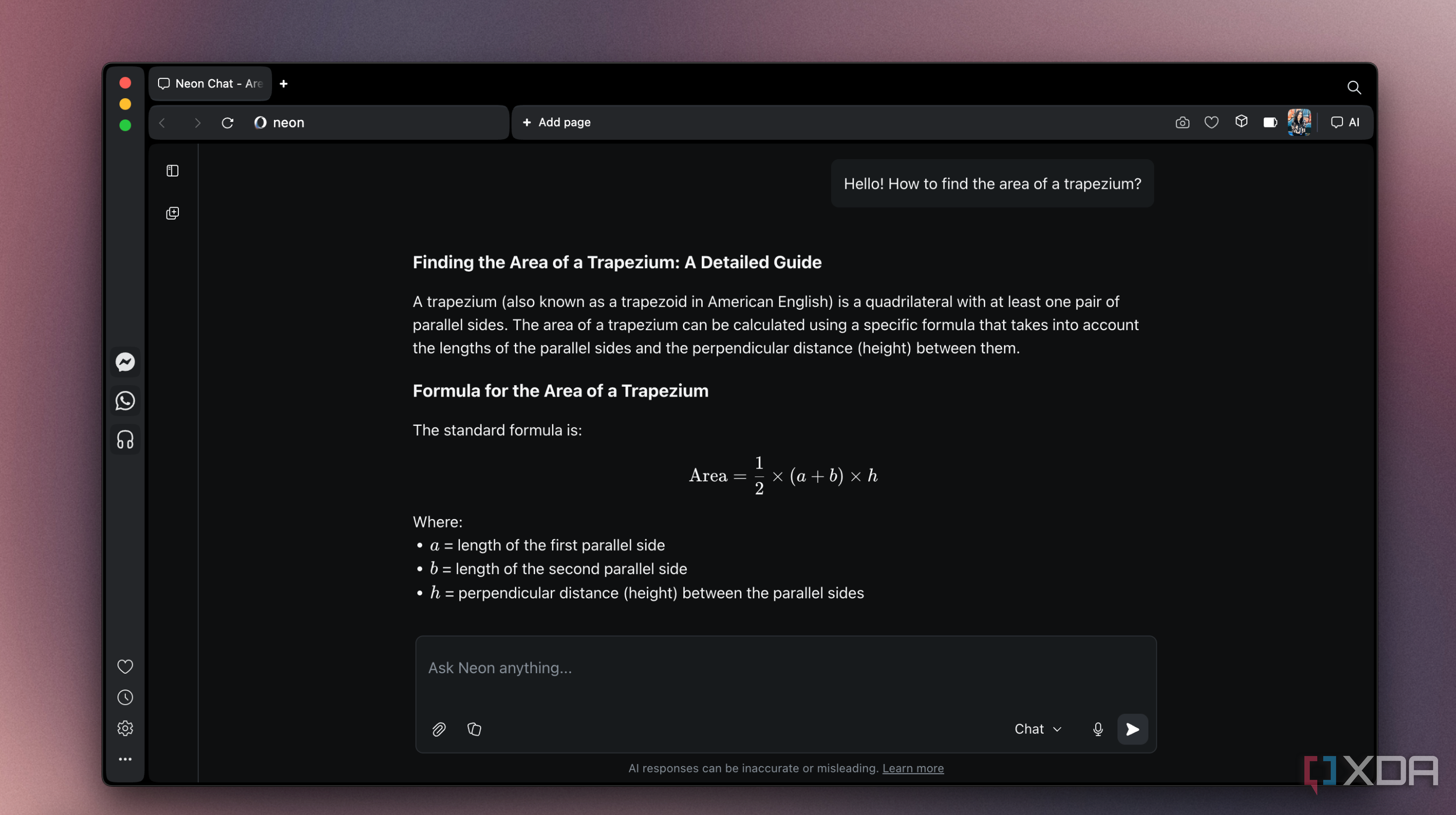 Opera Neon Chat mode