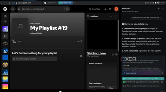 Opera Neon creating a playlist