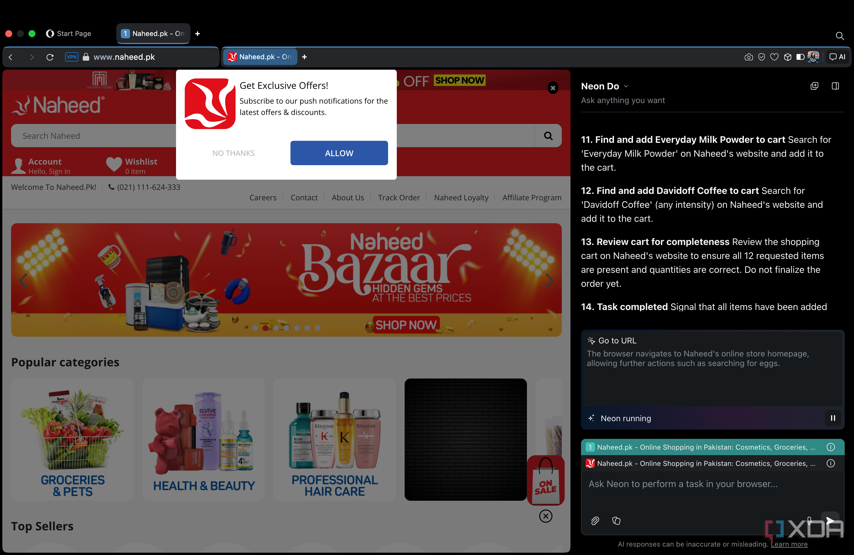 Opera Neon Do opening Naheed.pk website