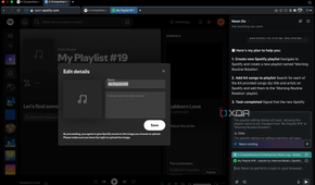 Opera Neon editing the playlist's name