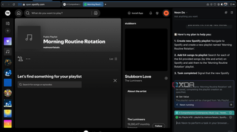 Opera Neon naming the playlist Morning Routine Rotation