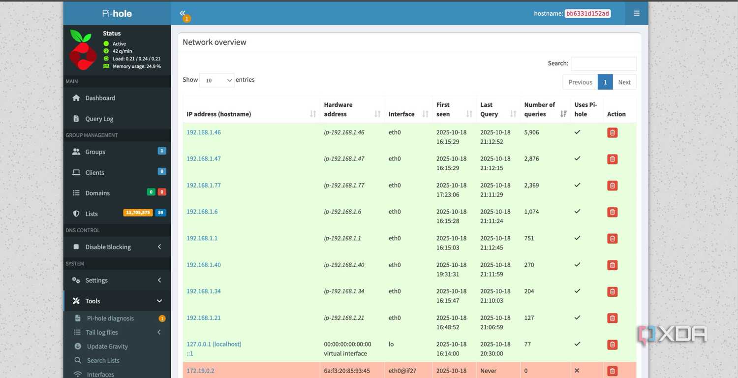 Pi-hole network overview