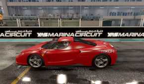 A Ferrari at the Yas Marina Circuit in Project Cars 3.