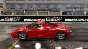 A Ferrari at the Yas Marina Circuit in Project Cars 3.