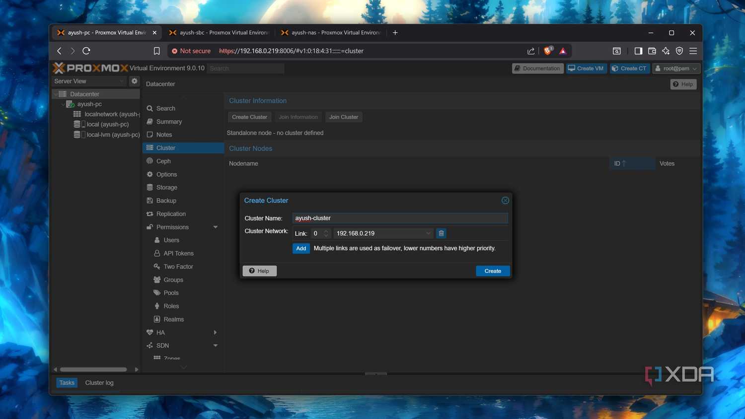 Creating a Proxmox cluster