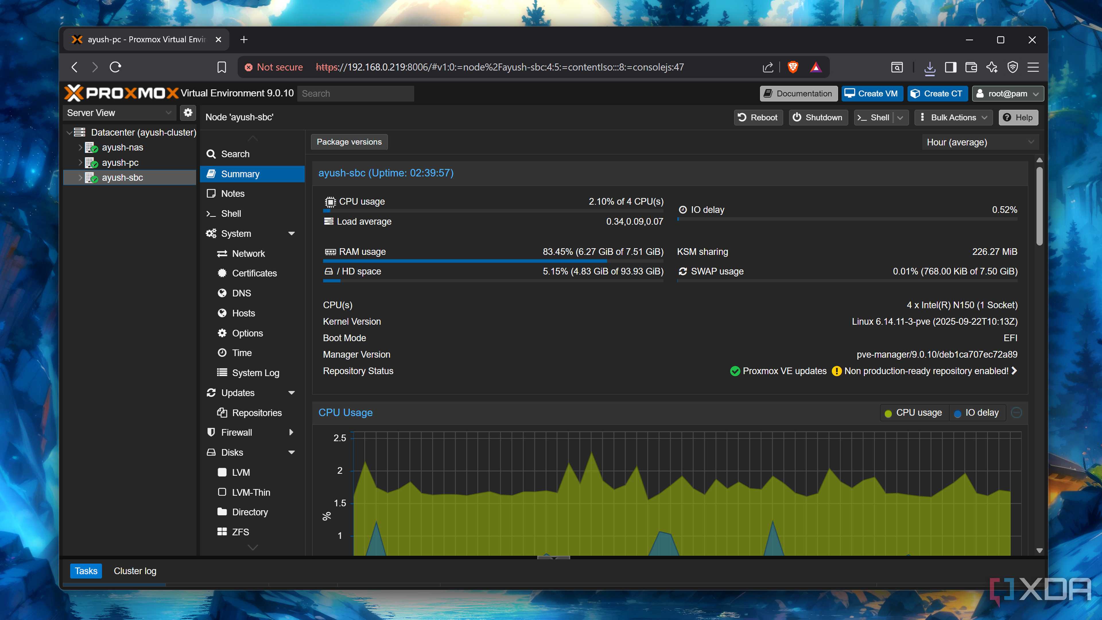 Several nodes added to a Proxmox cluster