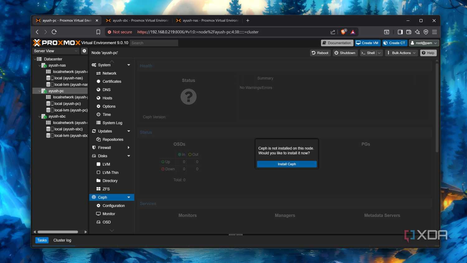 Installing Ceph on a node