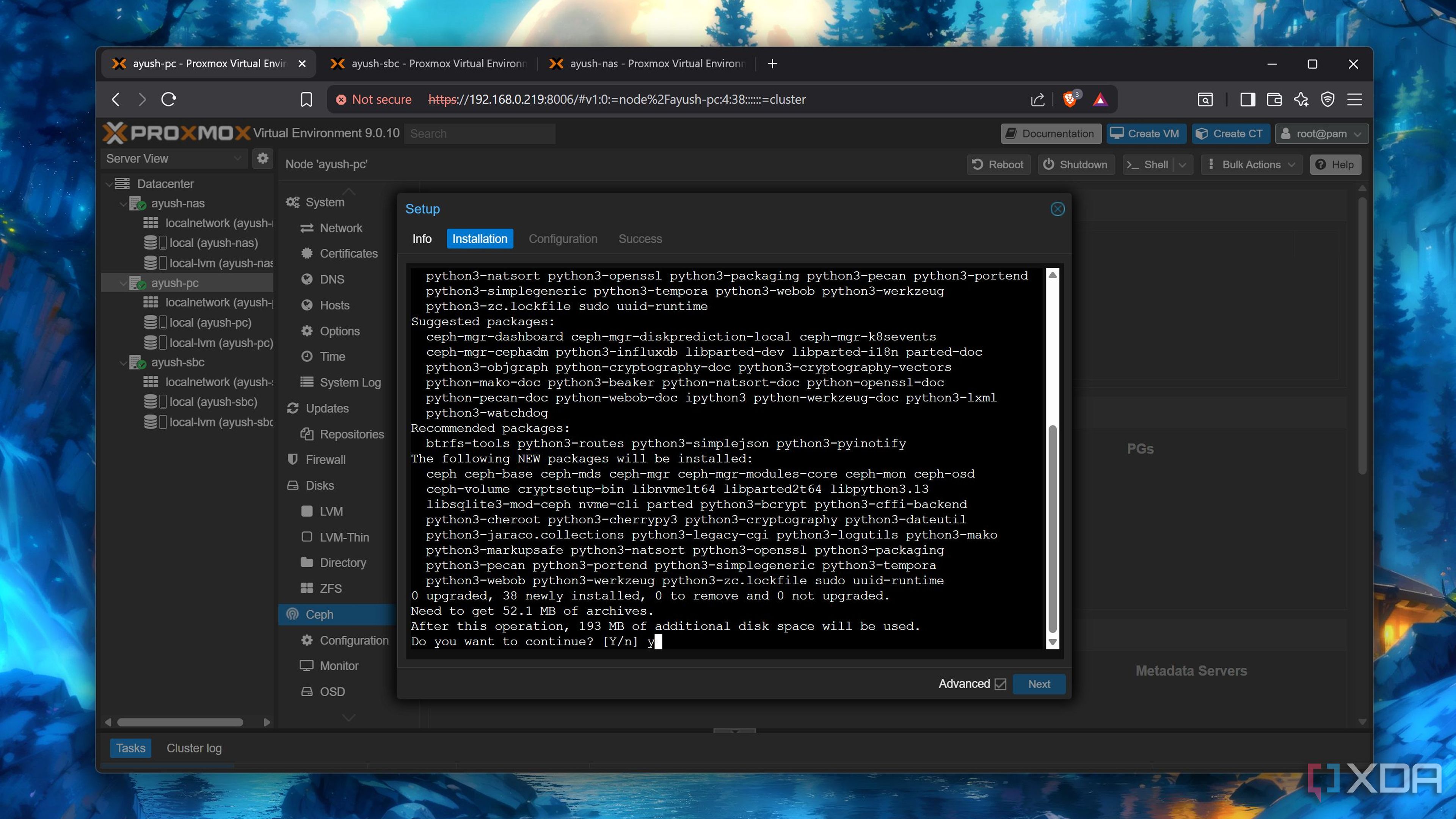 Agreeing to install Ceph squid packages