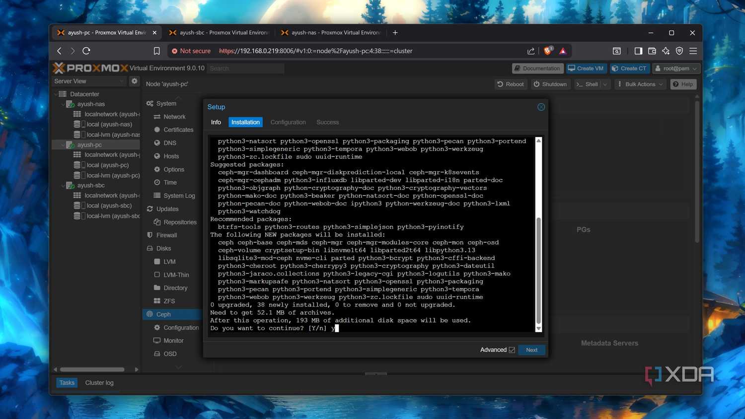 Agreeing to install Ceph squid packages