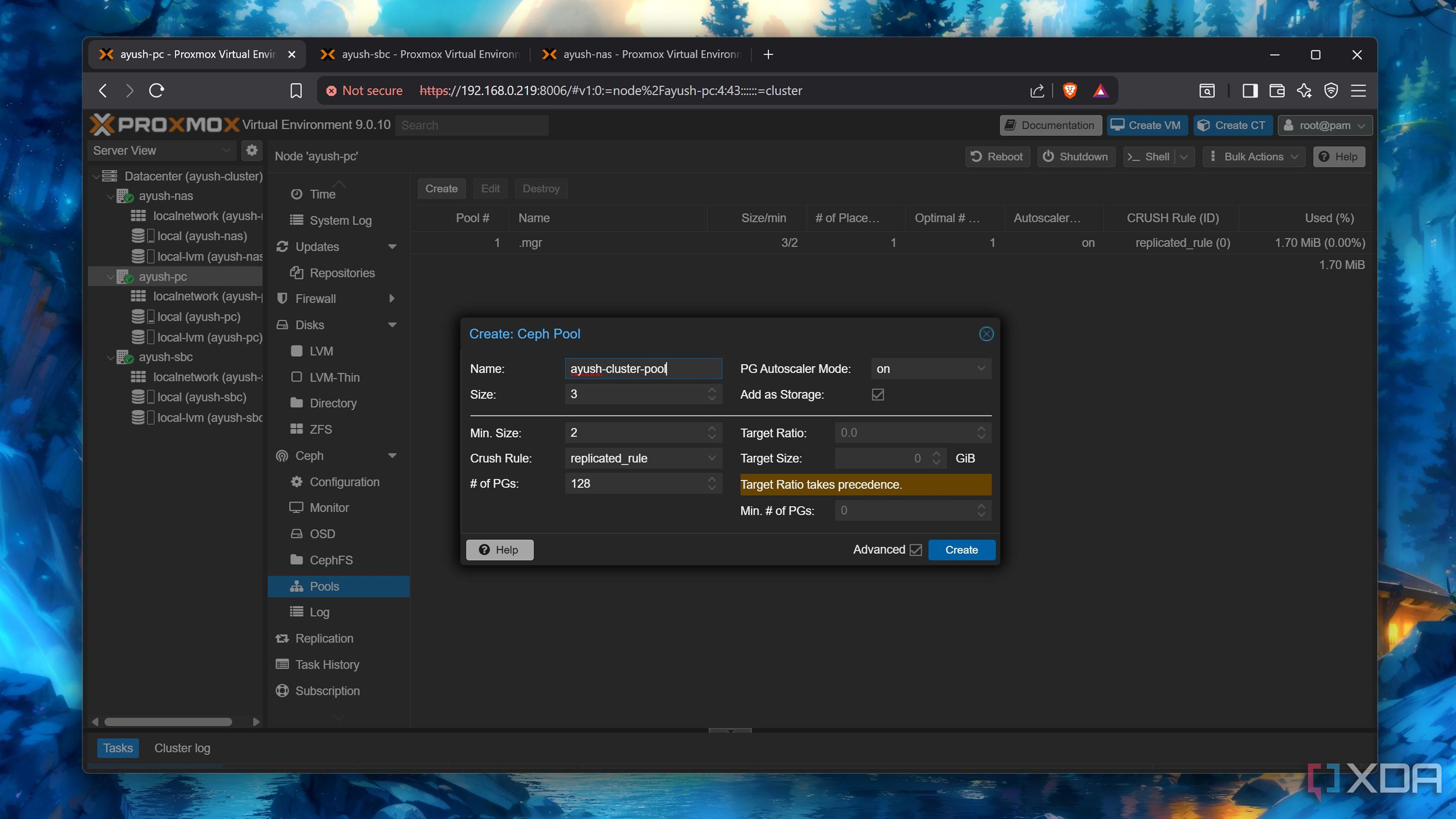 Creating a Ceph pool
