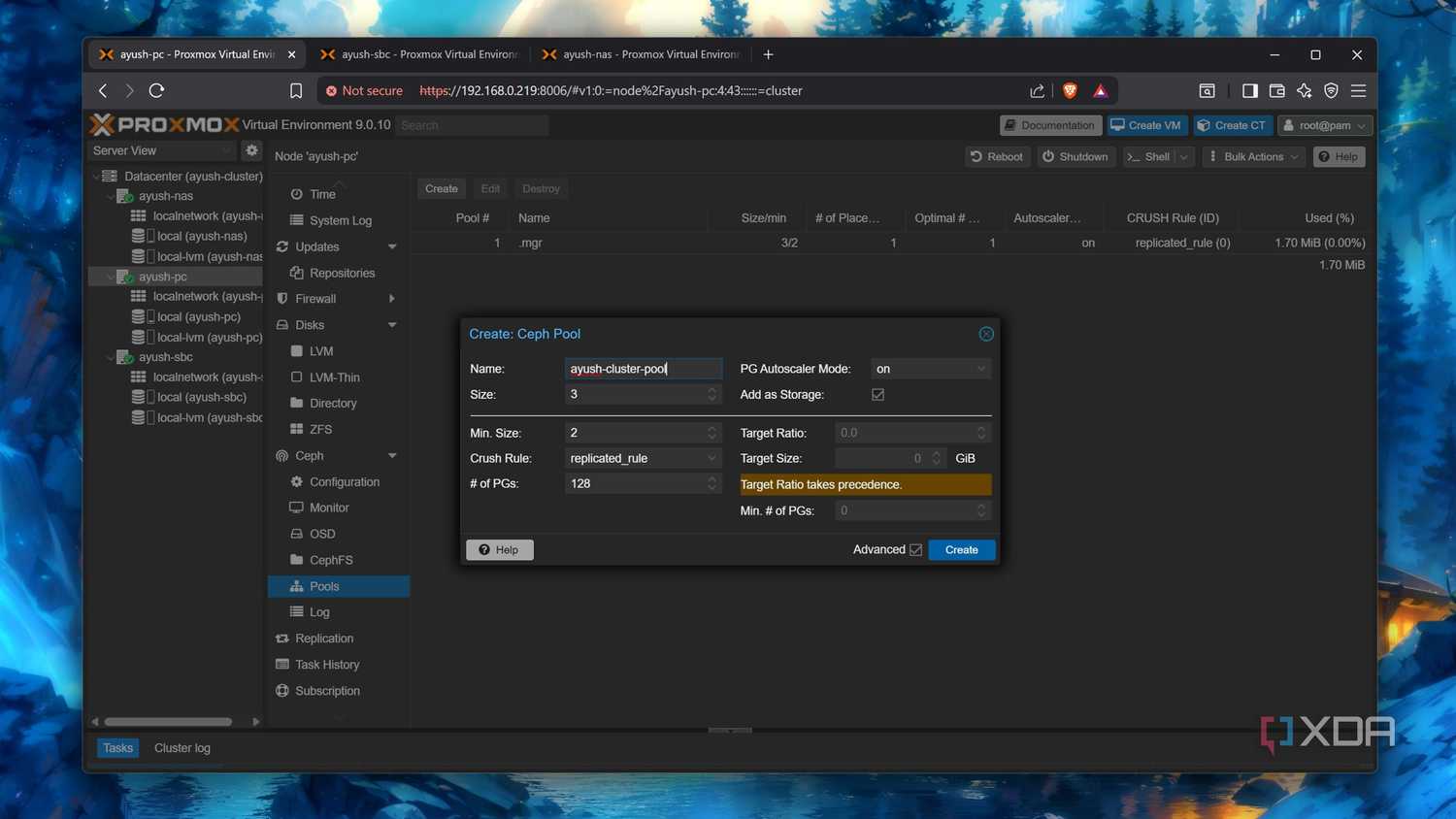Creating a Ceph pool