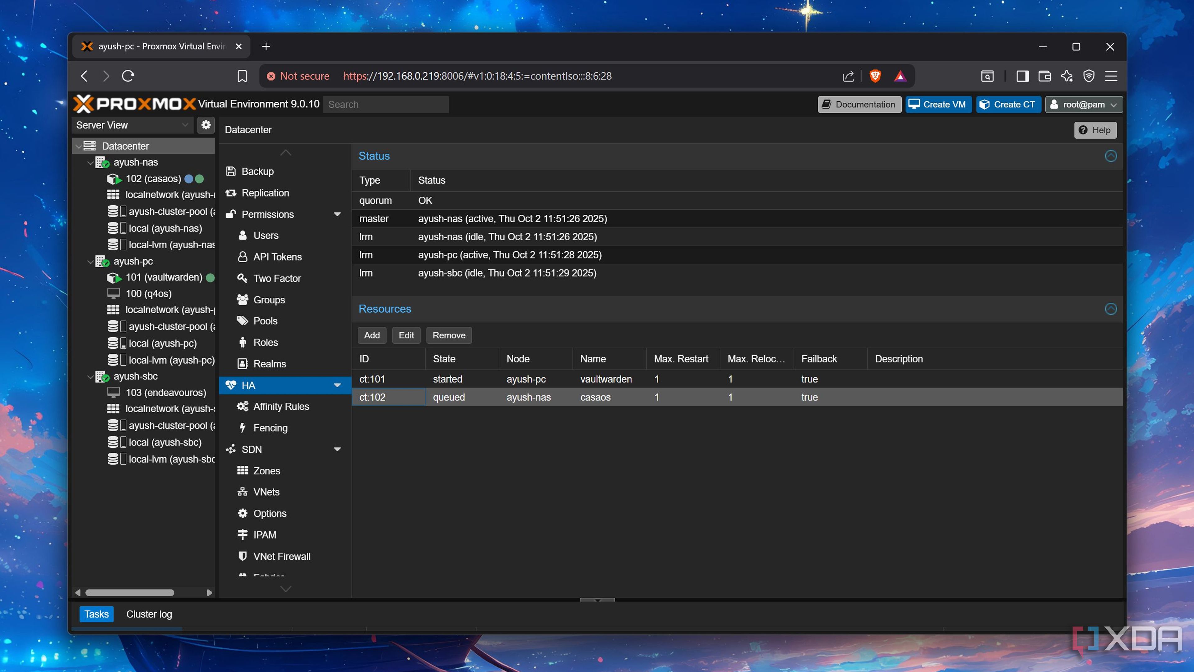 Adding different services to the HA Resources section