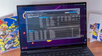 A laptop showing the Proxmox web UI showing information about the selected node