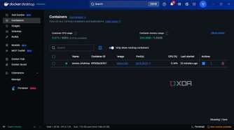 Screenshot of running docker container for n8n
