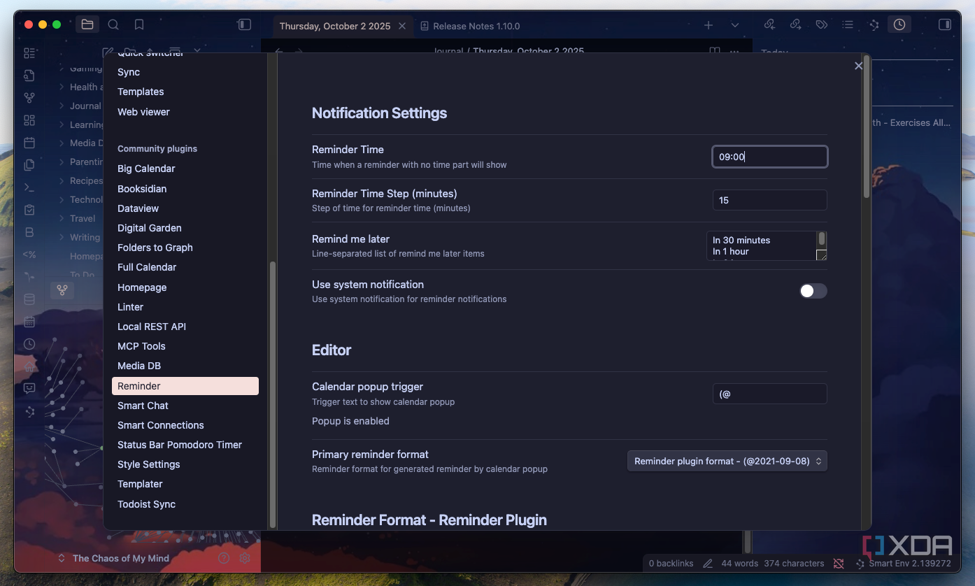 I didn't know the Obsidian Reminder plugin existed, but it's exactly ...