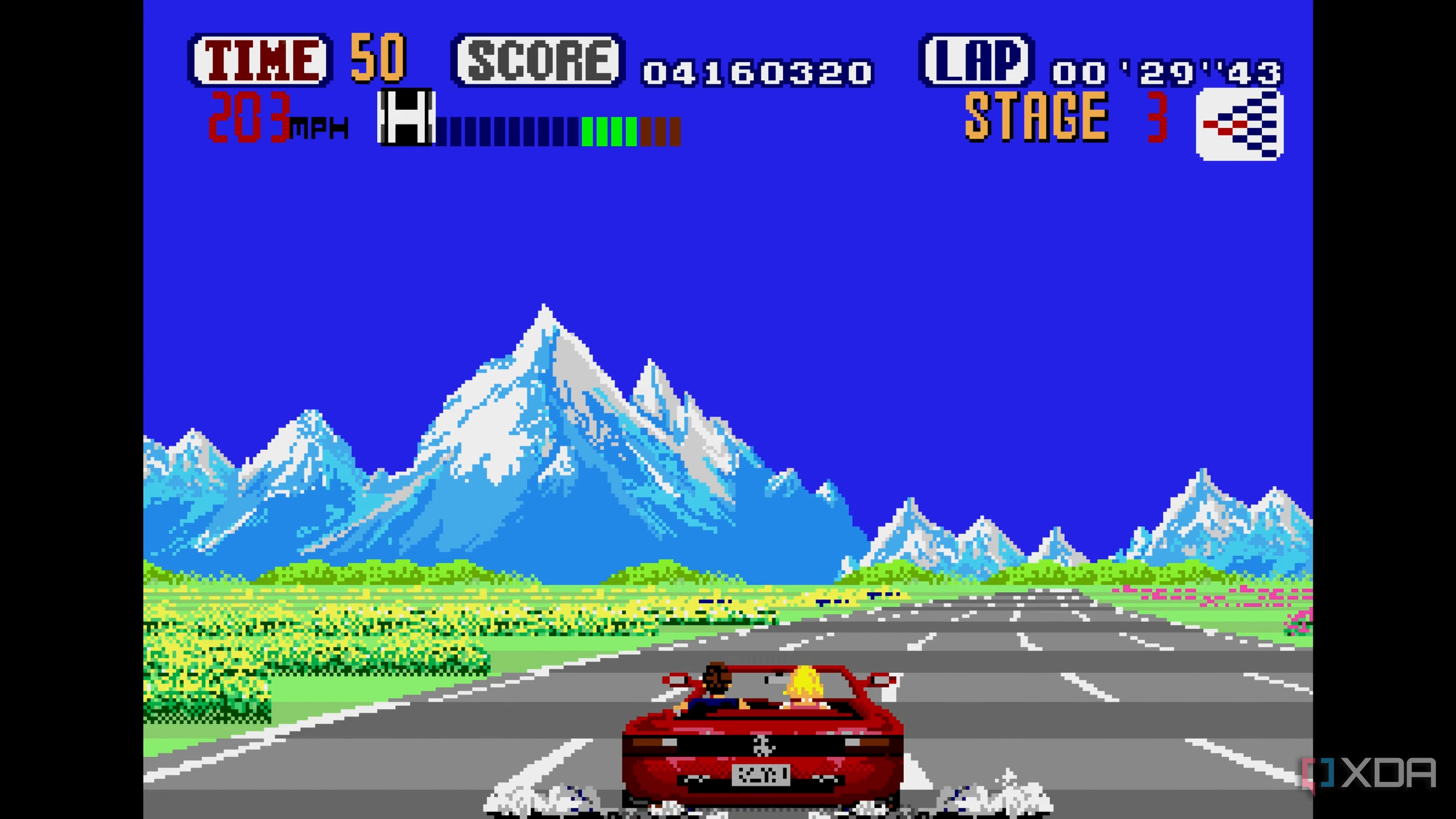 Driving the Ferrari Testarossa in Sega OutRun.
