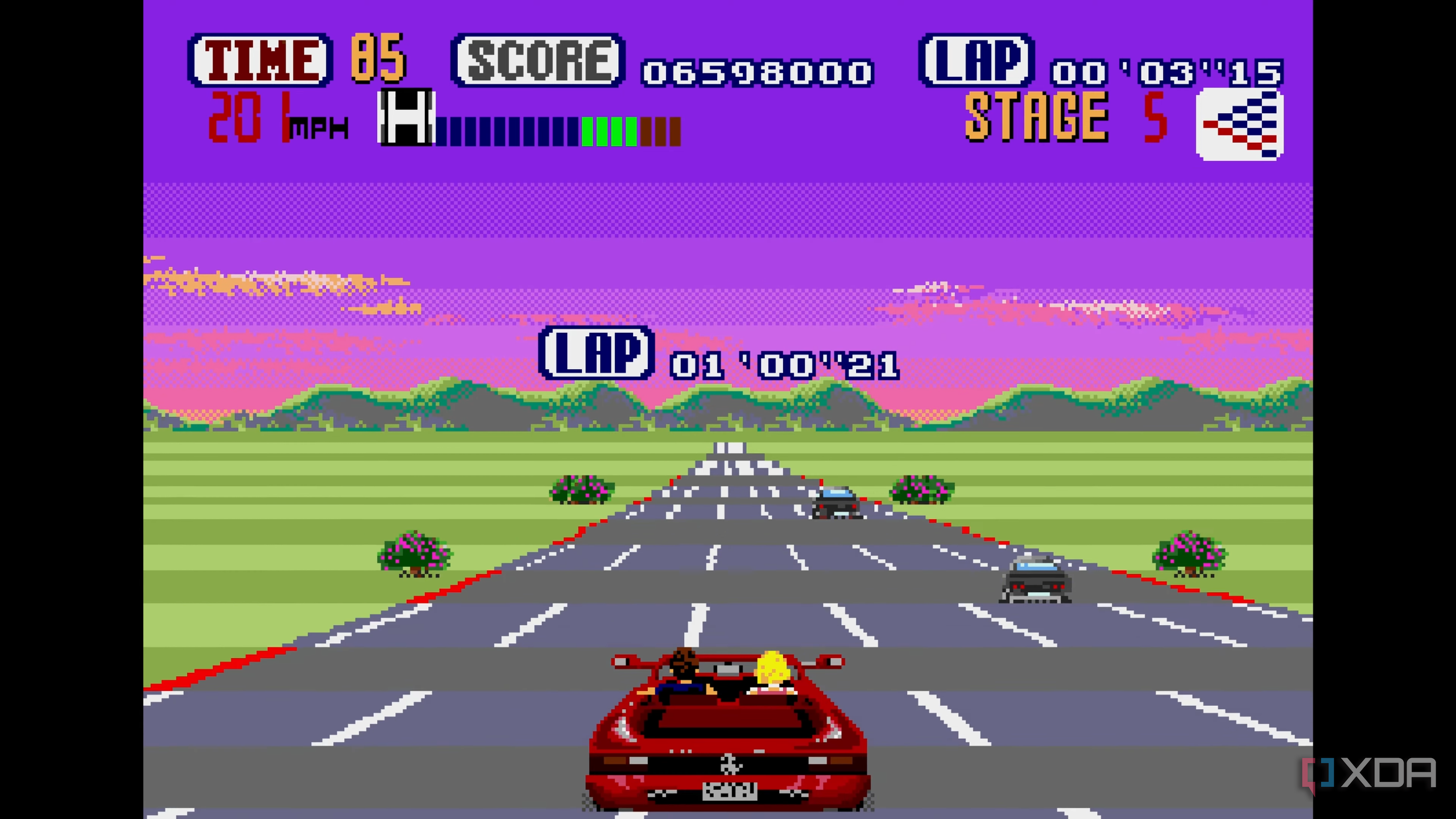 Driving the Ferrari Testarossa in Sega OutRun.