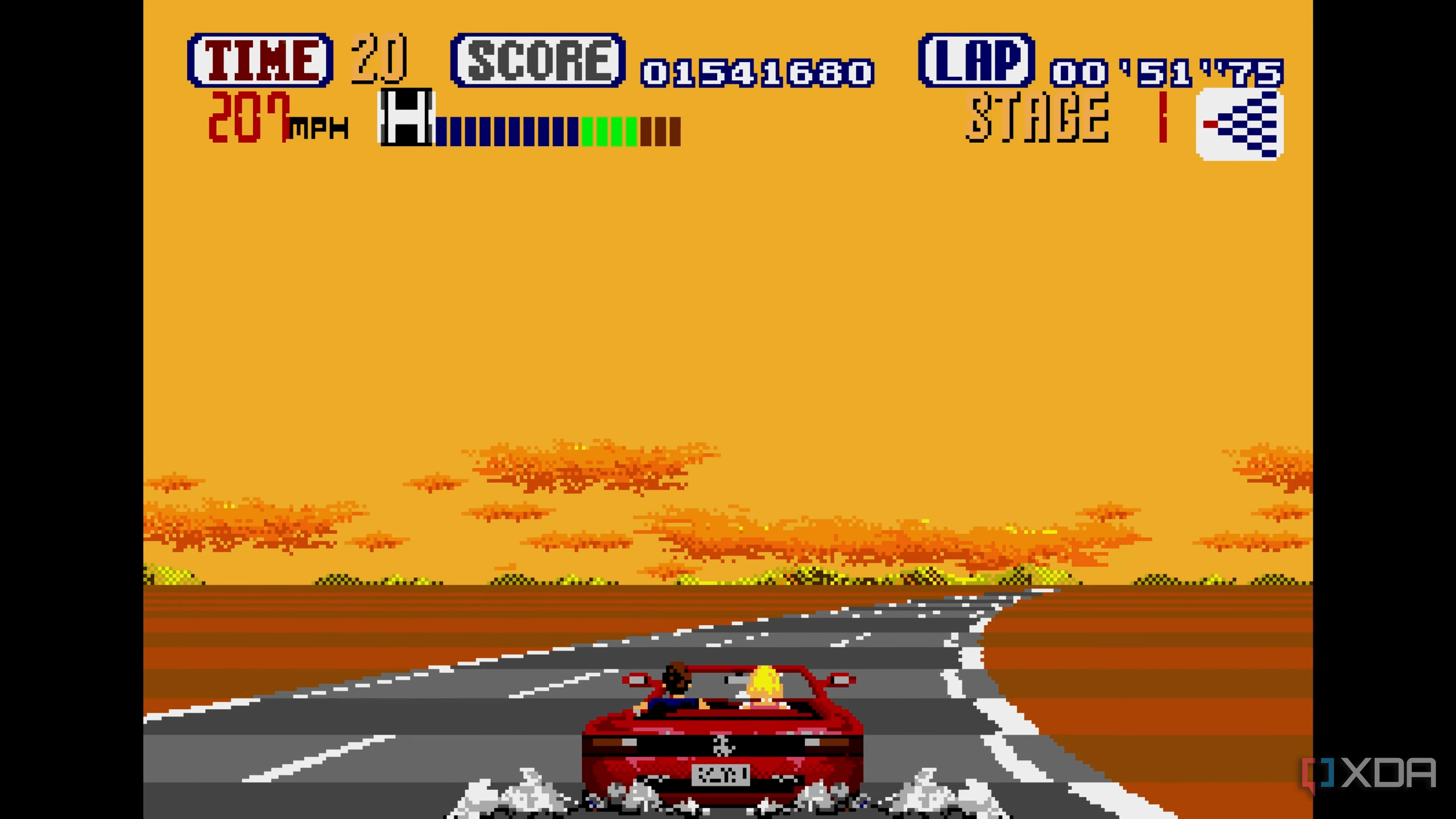 Driving the Ferrari Testarossa in Sega OutRun.