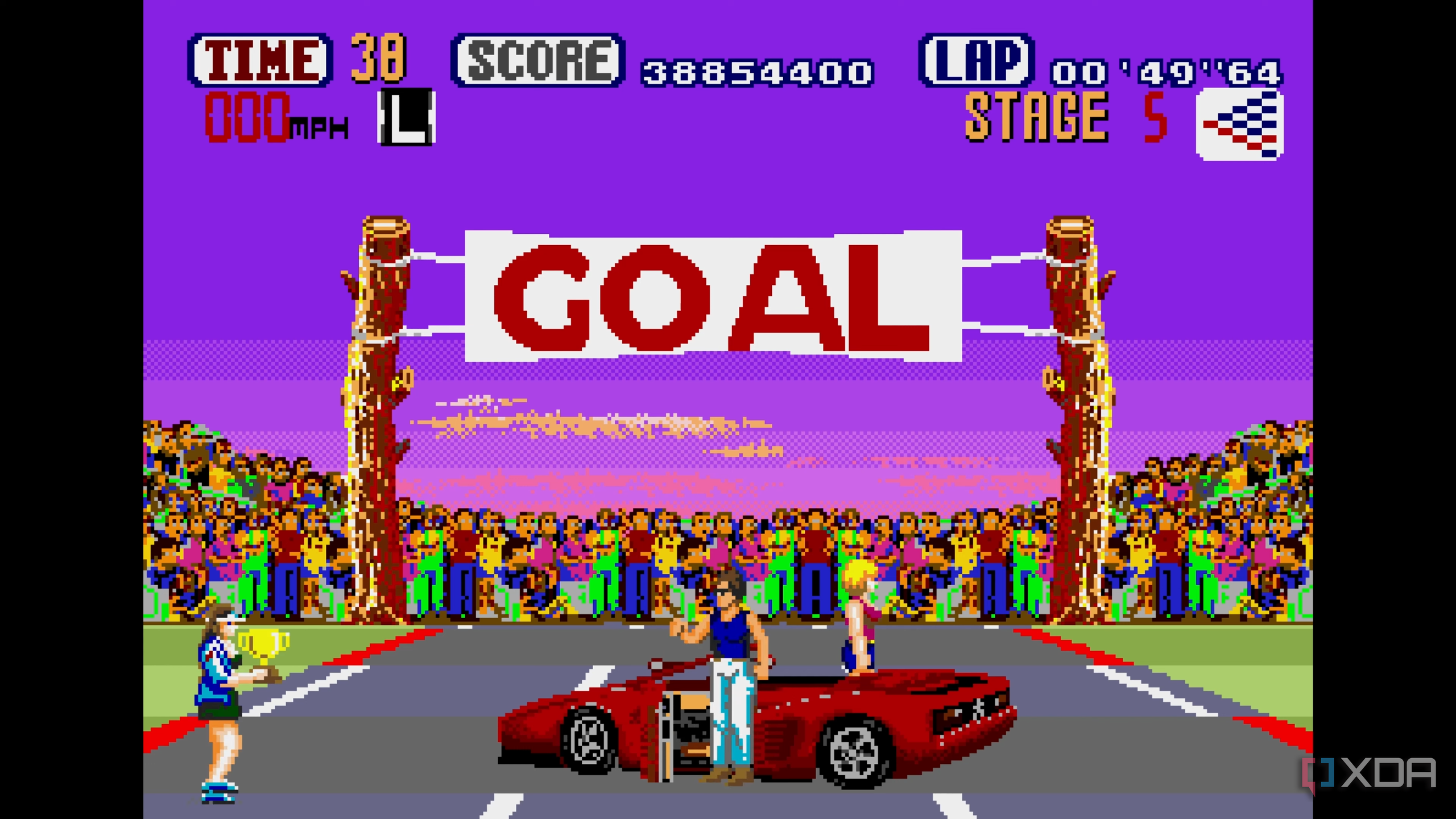 Finishing a playthrough in Sega OutRun.
