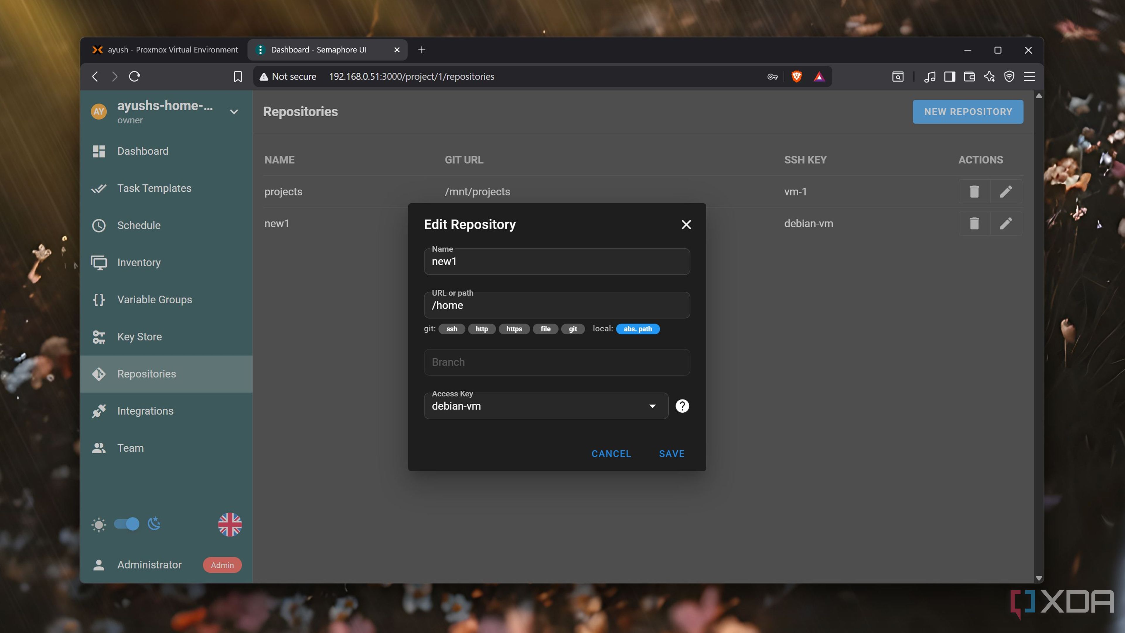The Ansible Repository in Semaphore