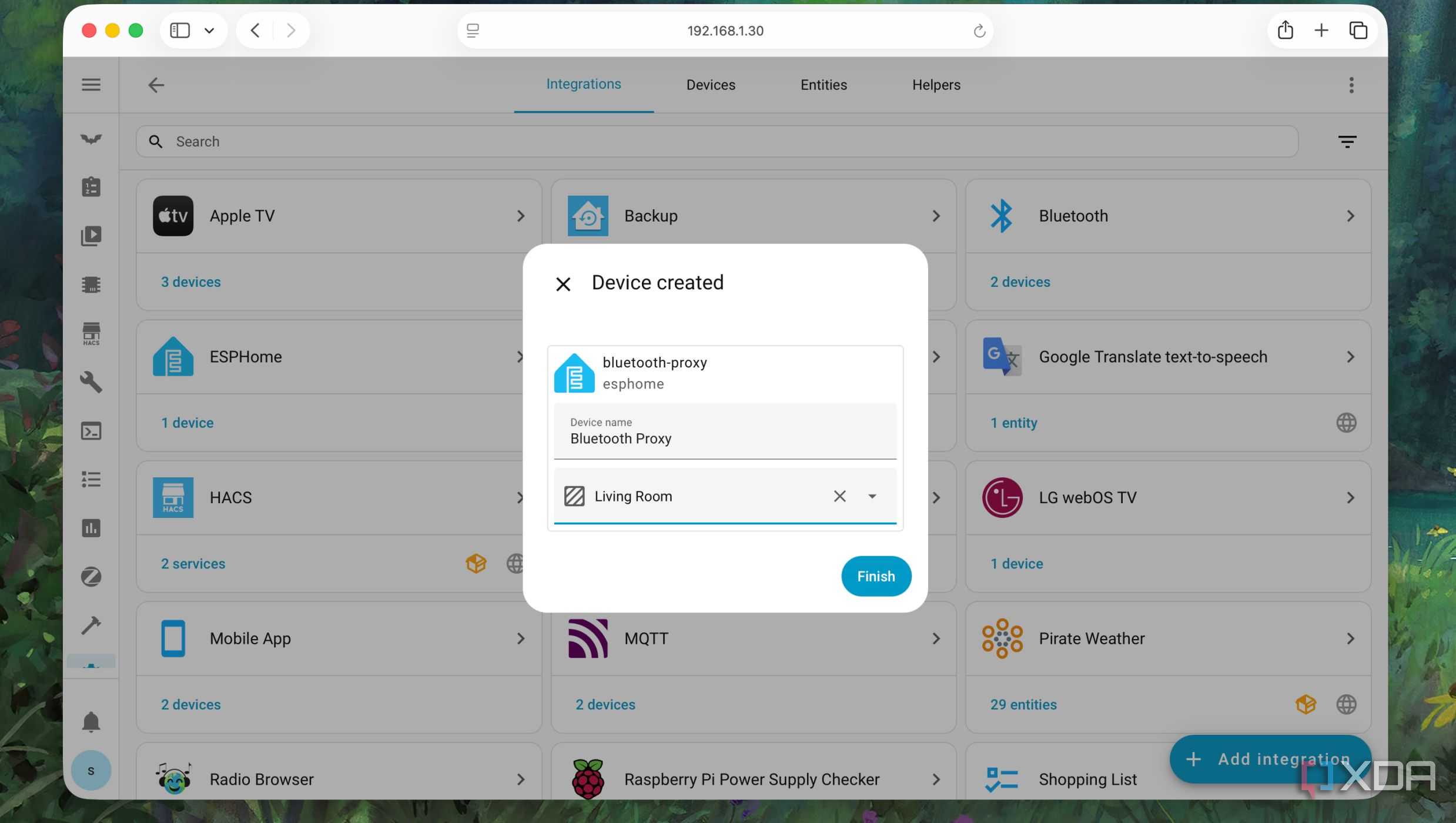 Setting Area for Bluetooth Proxy in Home Assistant