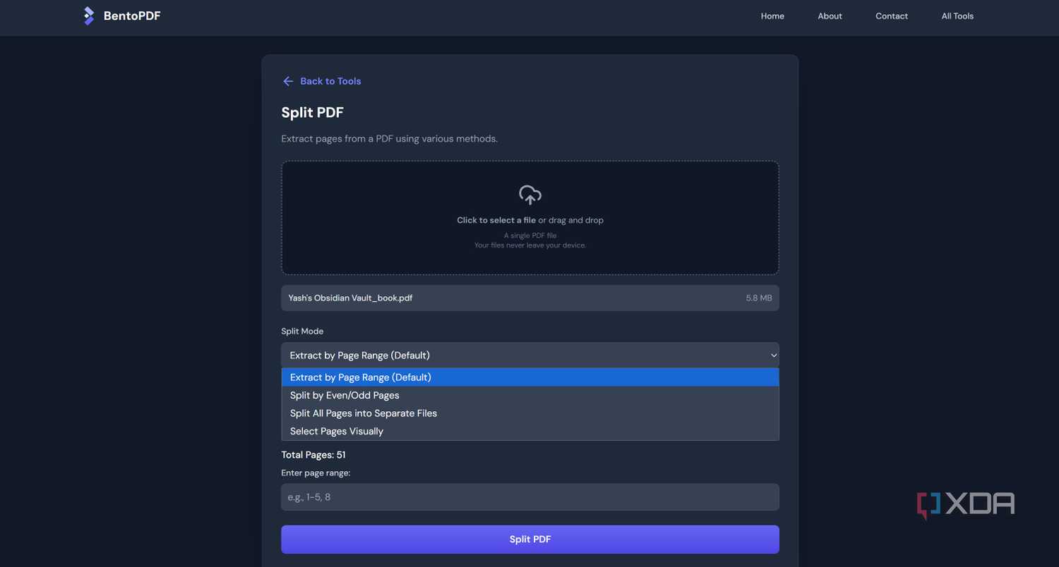 Split PDF in BentoPDF