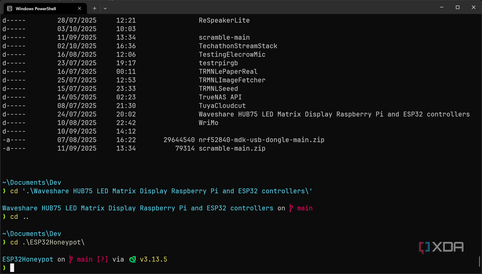Starship mostrando la versión de Python y detalles de Git