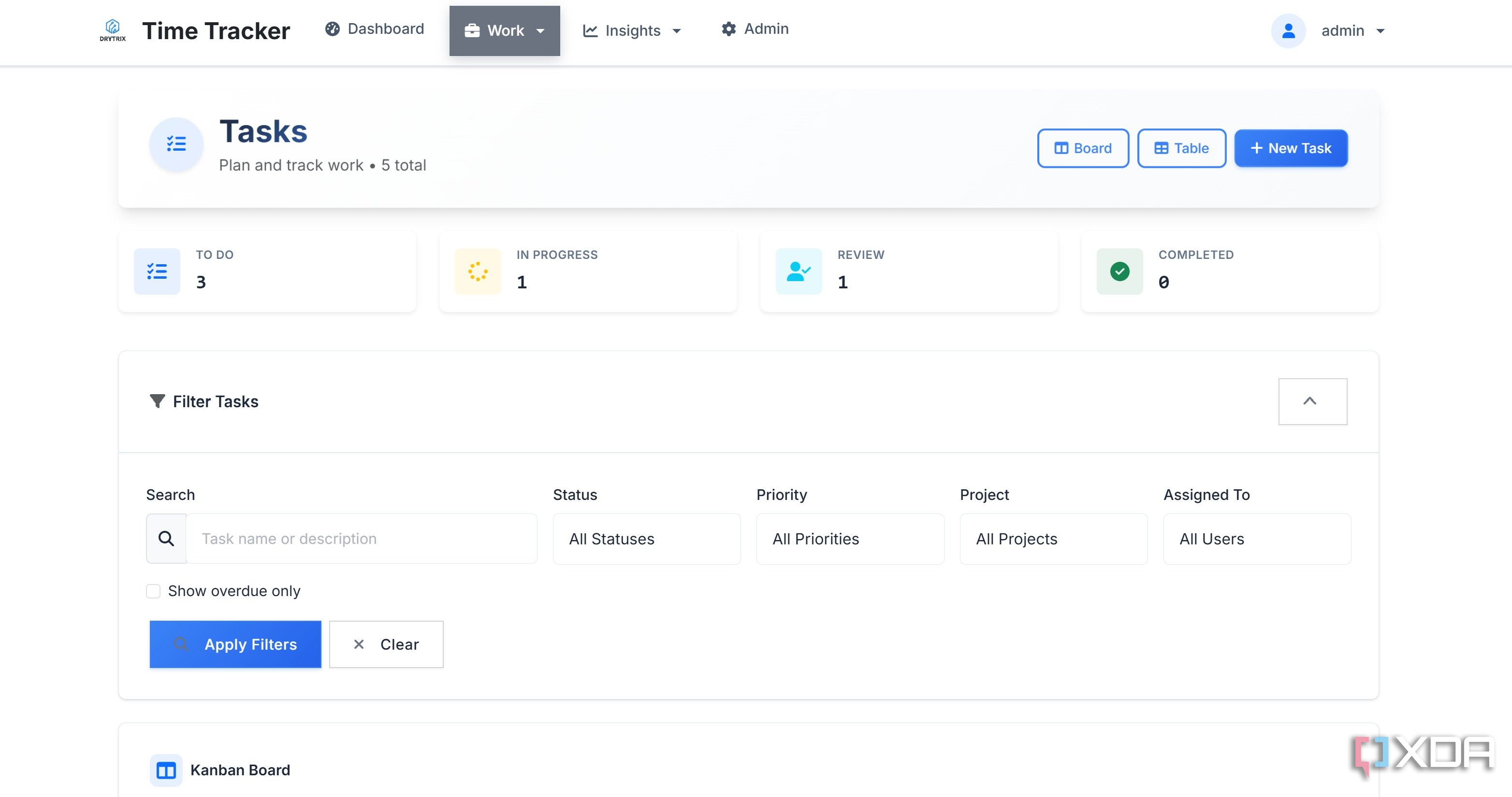 task page in Time Tracker
