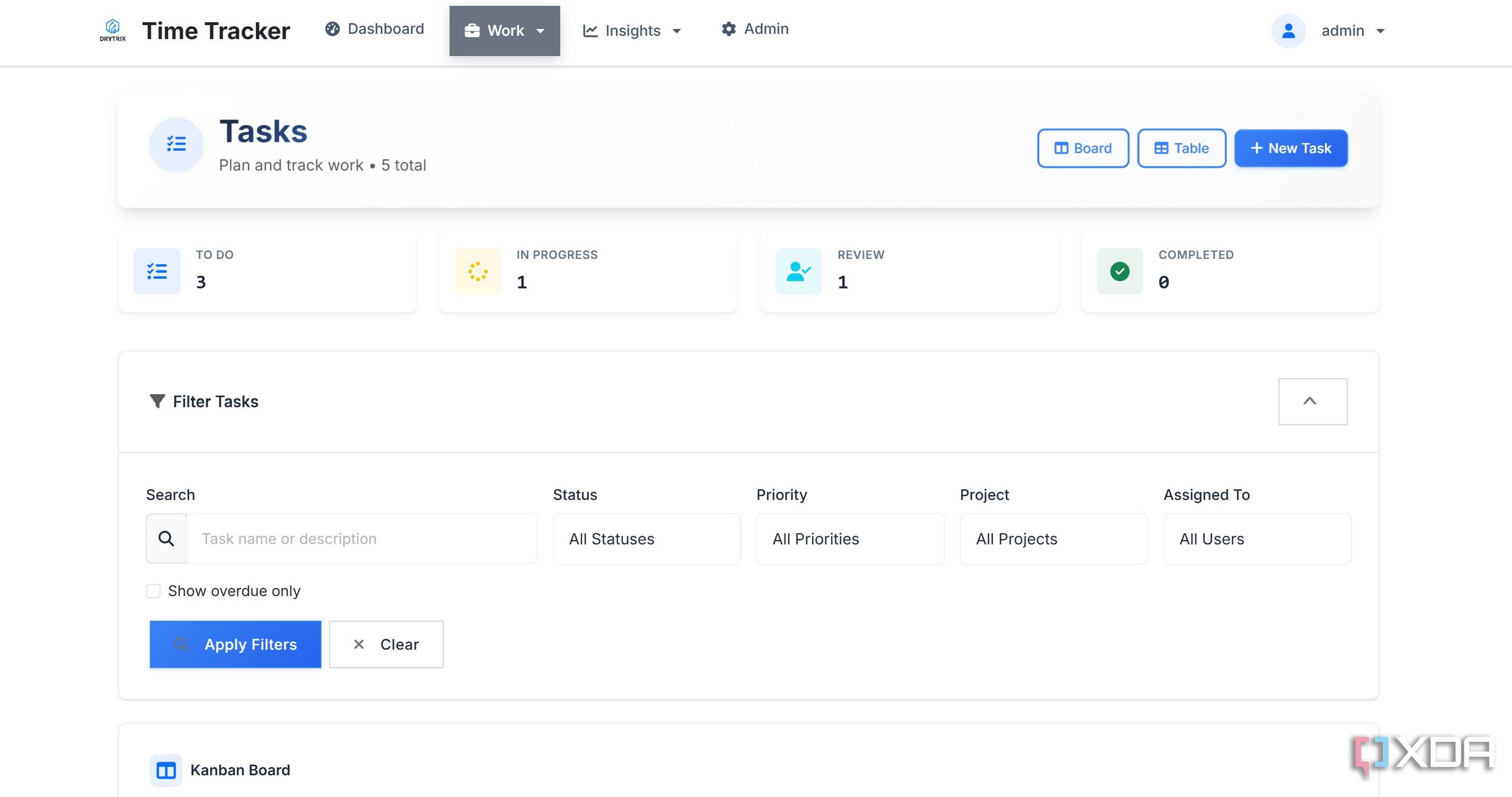 task page in Time Tracker