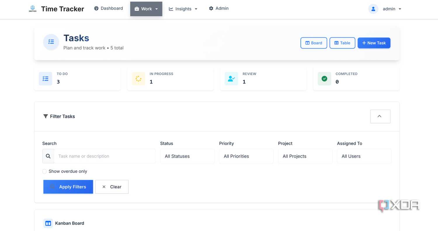 task page in Time Tracker