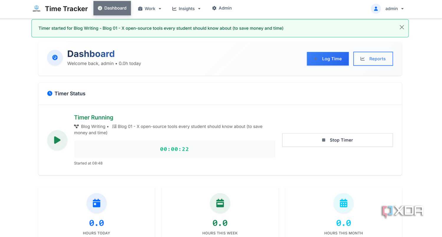 Task Tracking in Time Tracker app