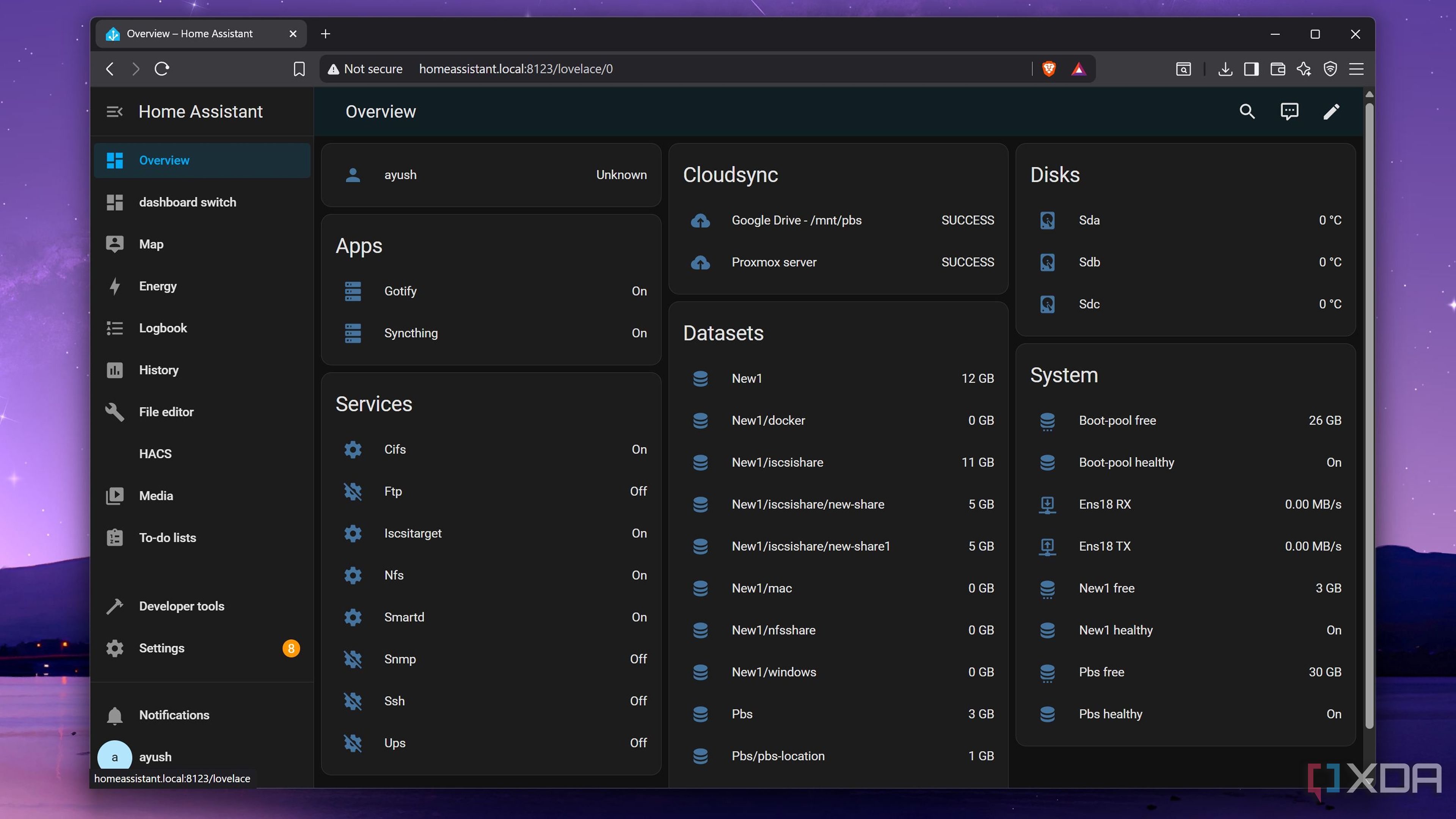 Adding TrueNAS metrics to Home Assistant