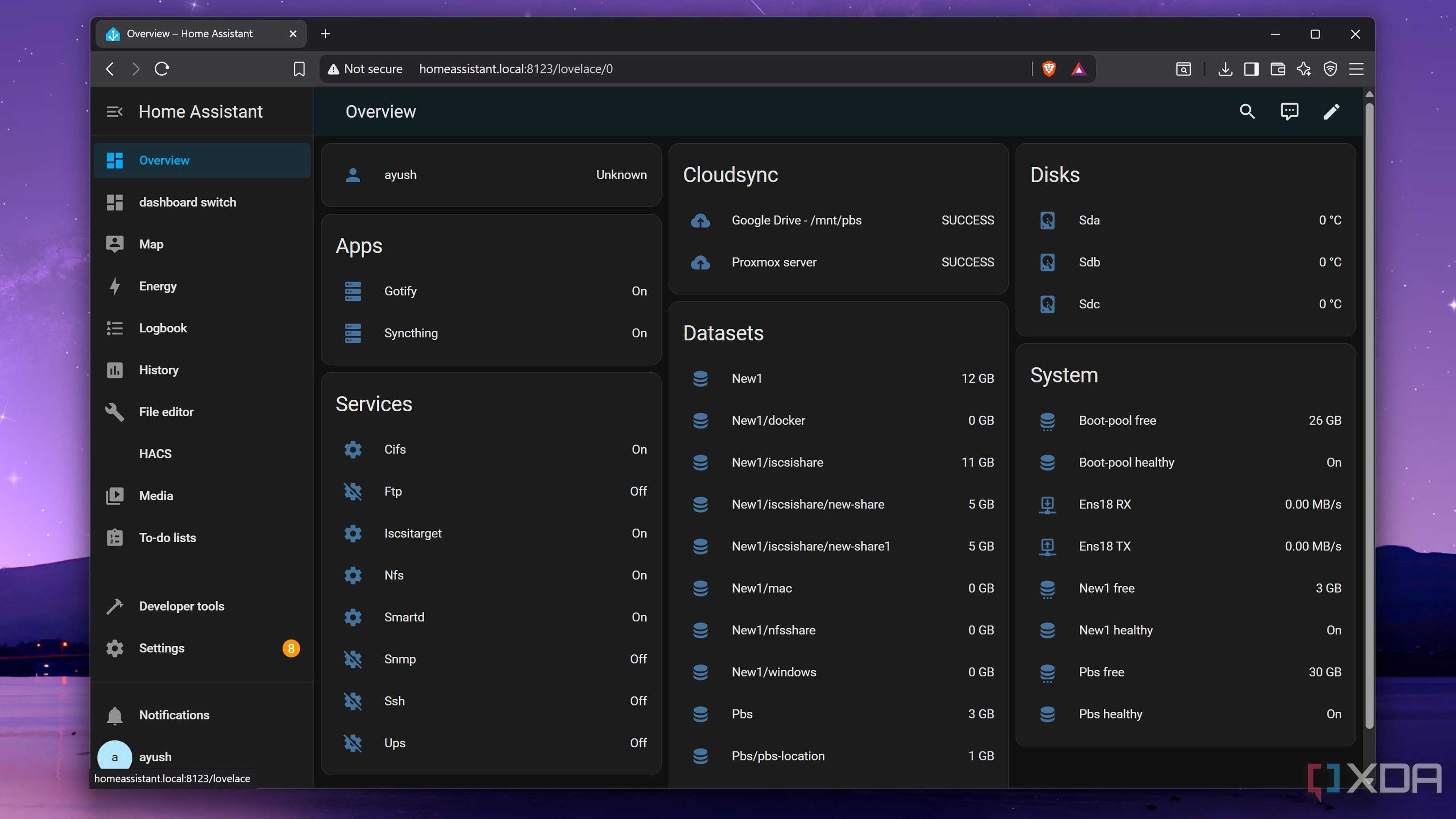 Adding TrueNAS metrics to Home Assistant