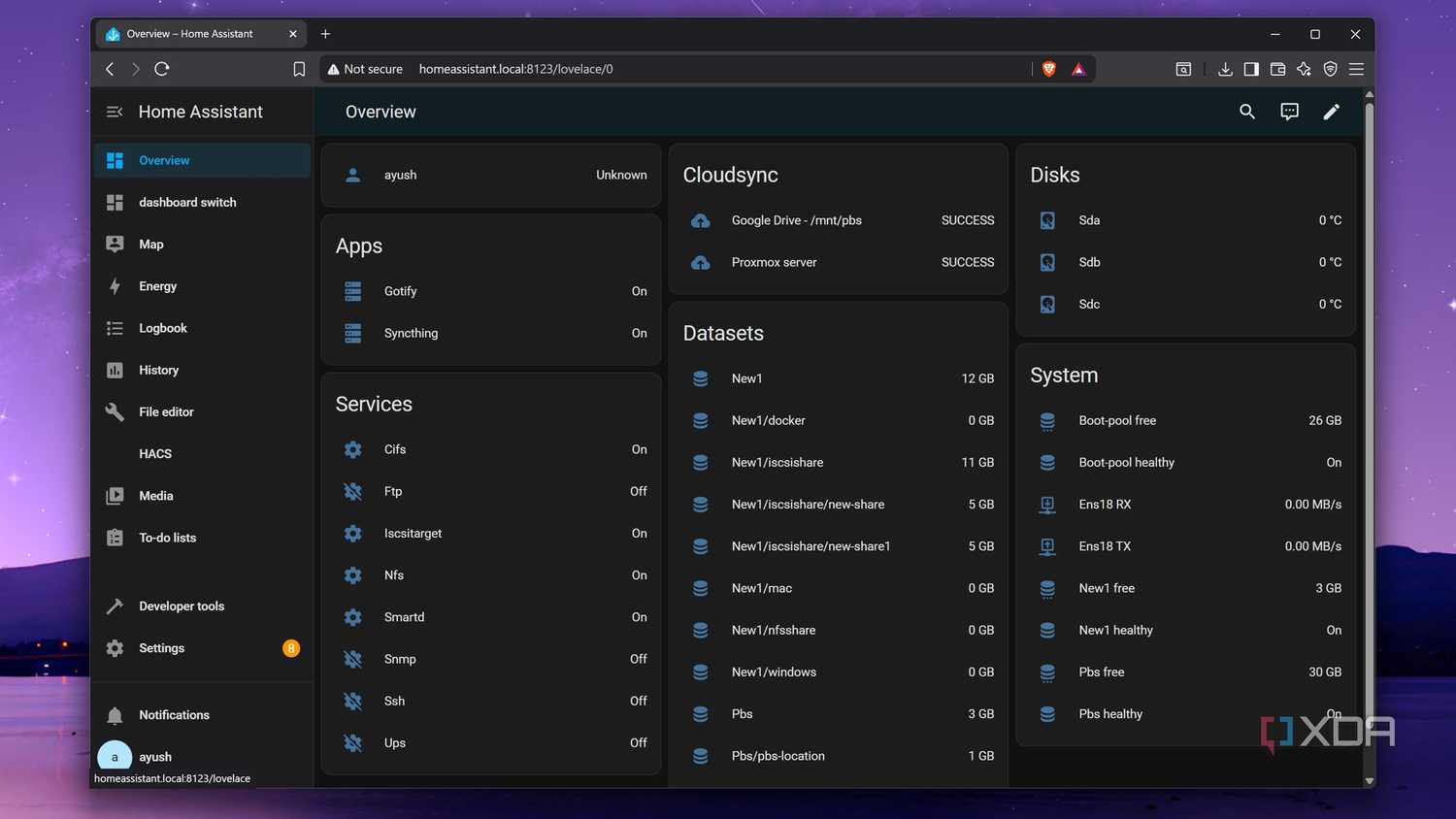 Adding TrueNAS metrics to Home Assistant