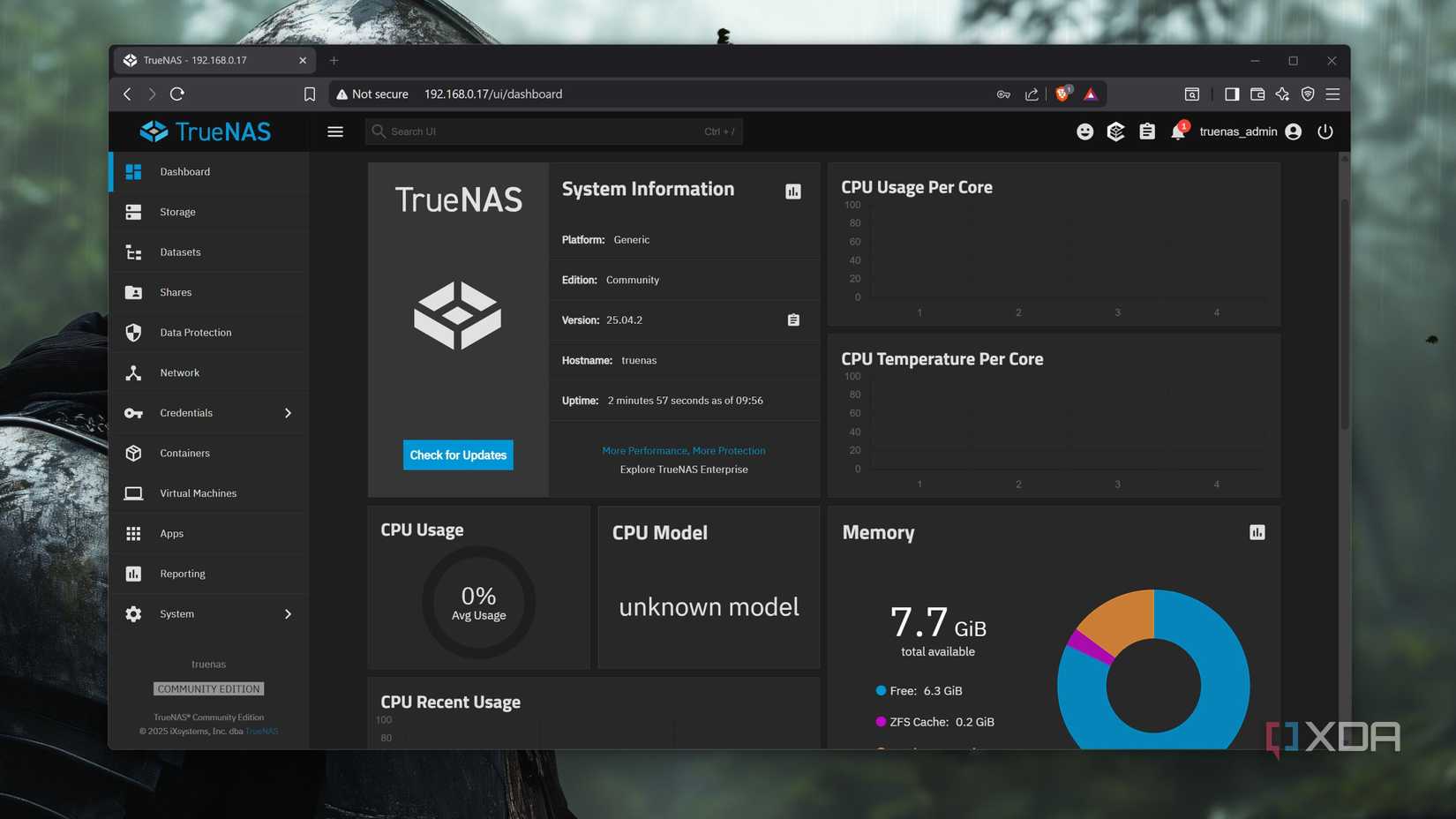 Accediendo a la interfaz de usuario de TrueNAS en una Raspberry Pi