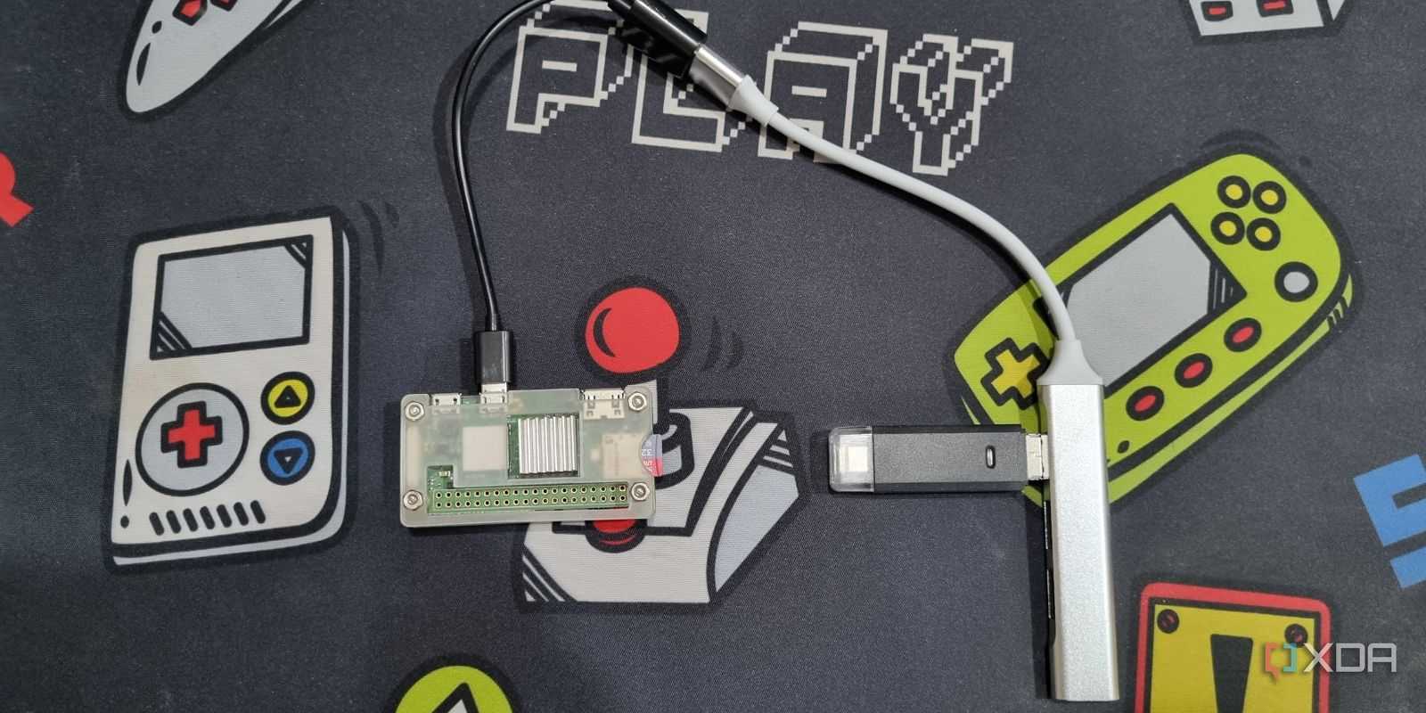 photo of usb hubs connected with pi zero2w