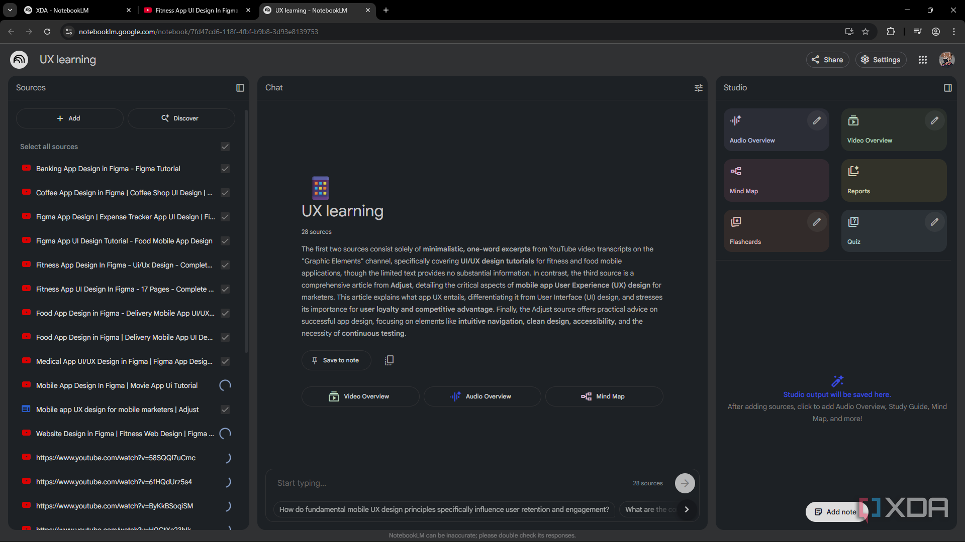 Viewing sources in NotebookLM notebook that were added with YouTube to NotebookLM extension